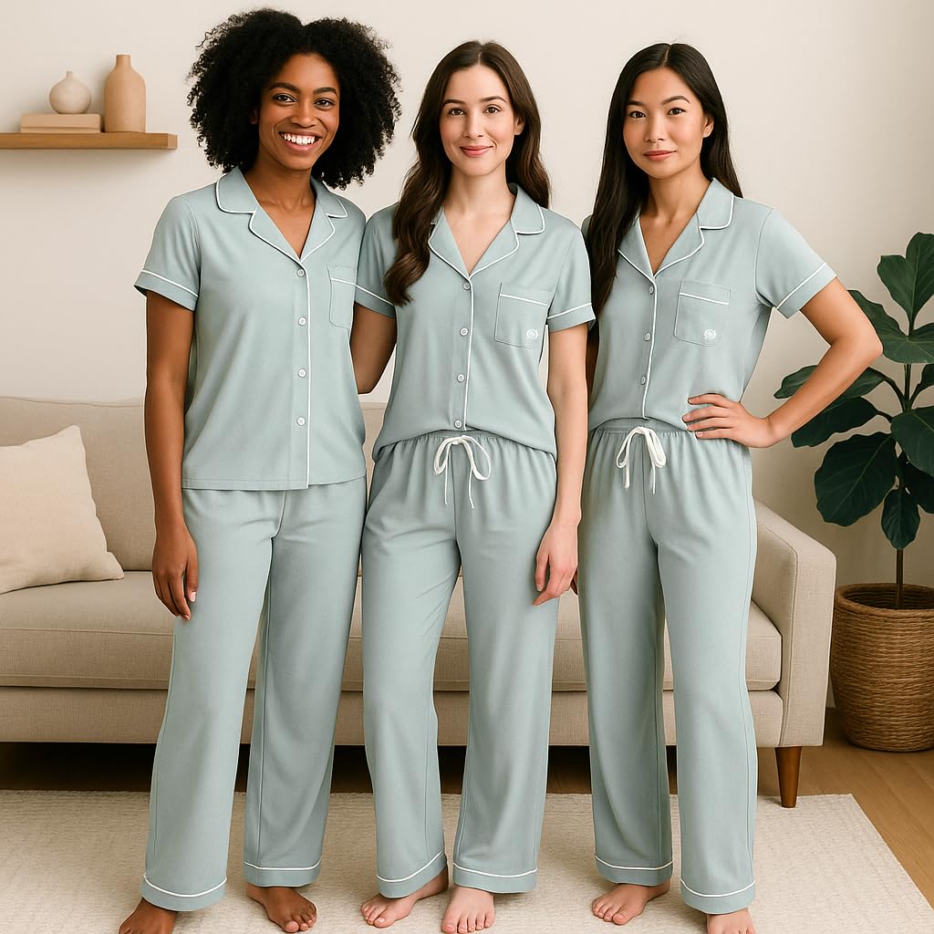 BORN Pajamas for Women Set Button Down