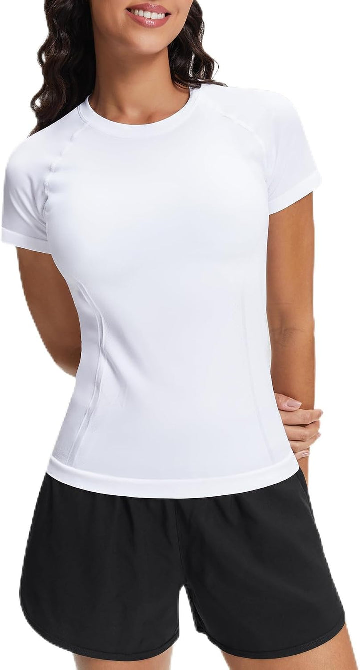 Stelle Womens Workout Tops Short Sleeve Seamless Athletic Shirts Yoga Gym Running T-Shirts