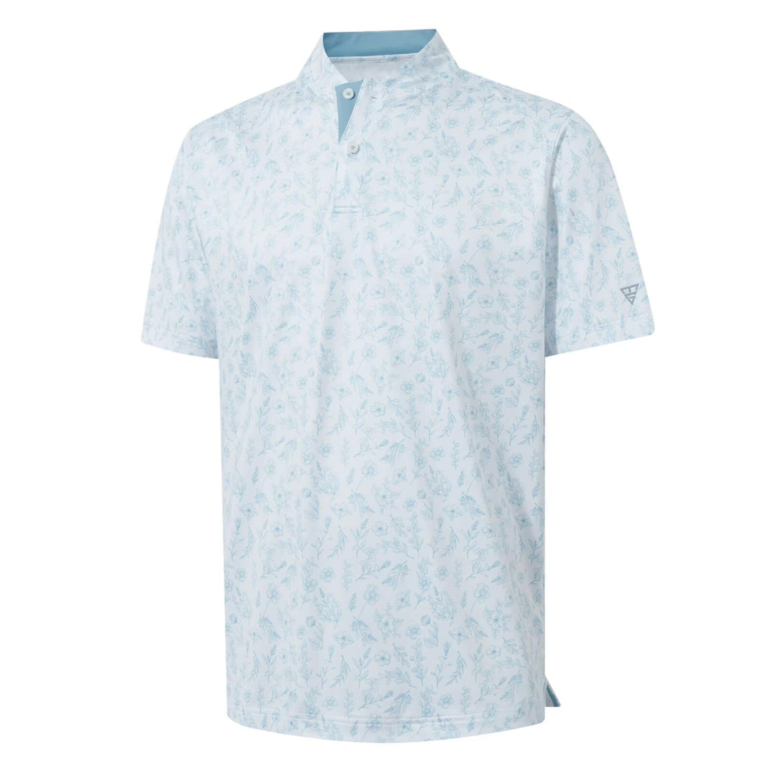 M MAELREG Golf Shirts for Men Collarless Performance Dry Fit Stretch Henley Casual Printed Mens Polo Shirts Short Sleeve