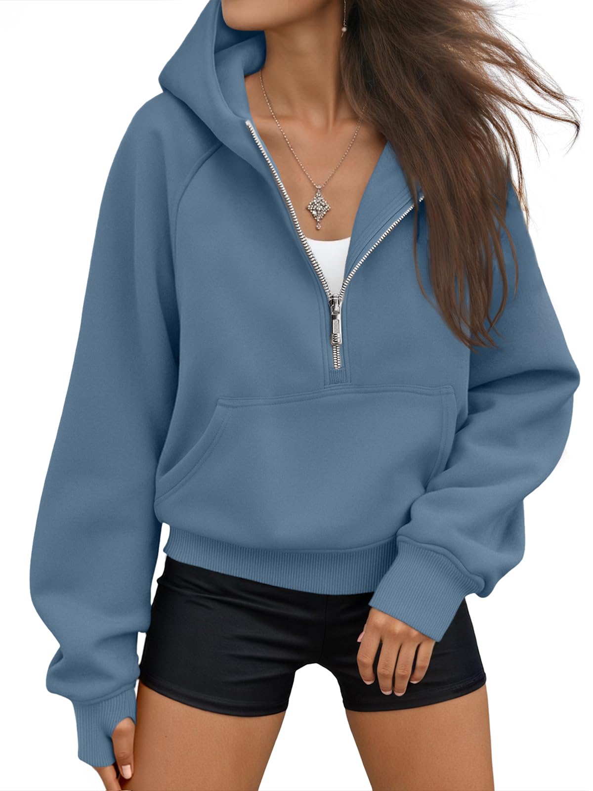 AUTOMET Womens Hoodies Half Zip Up Casual Comfort Fall Clothes 2026 | Fleece lined, hooded, jackets with pockets, travel airport Outfits, y2k sweatshirts, cute loung wear, winter sweaters