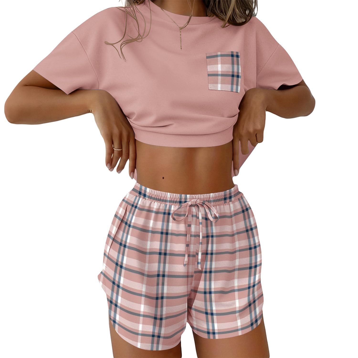Ekouaer Womens Pajama Sets Sexy Lounge Sets Side Split Short Pj Sets