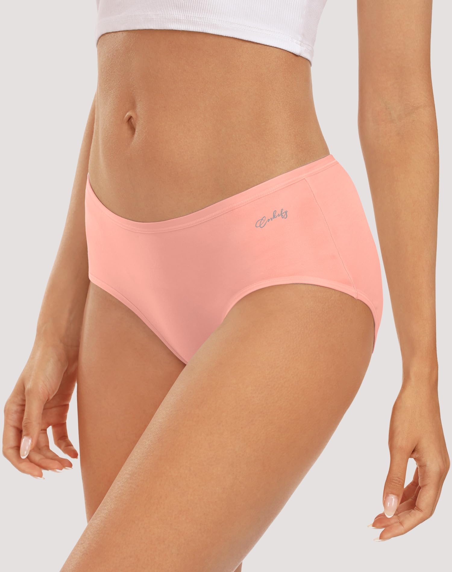 coskefy Womens Underwear Cotton Hipster Panties,Low Rise Breathable,6 Pack