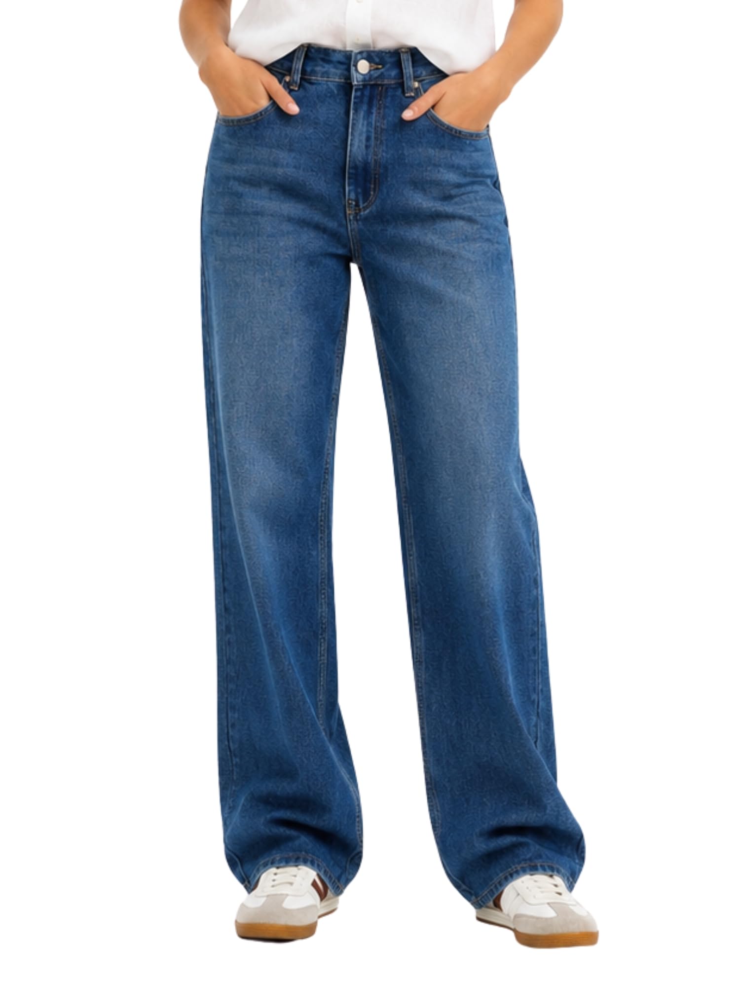 Straight Leg Jeans for Women Mid Waisted Casual Washed Vintage Loose Fit Boyfriend Jeans Denim Pants
