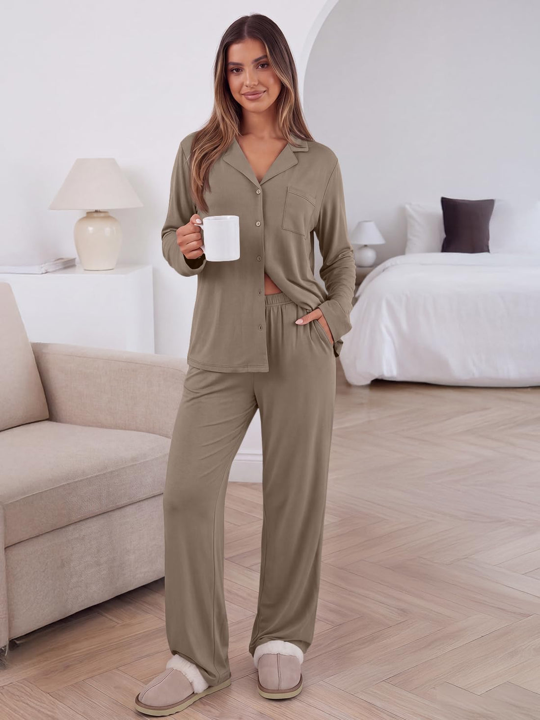 Trendy Queen Women Pajamas Set Sleepwear Fall 2 Piece Soft Lounge Pjs