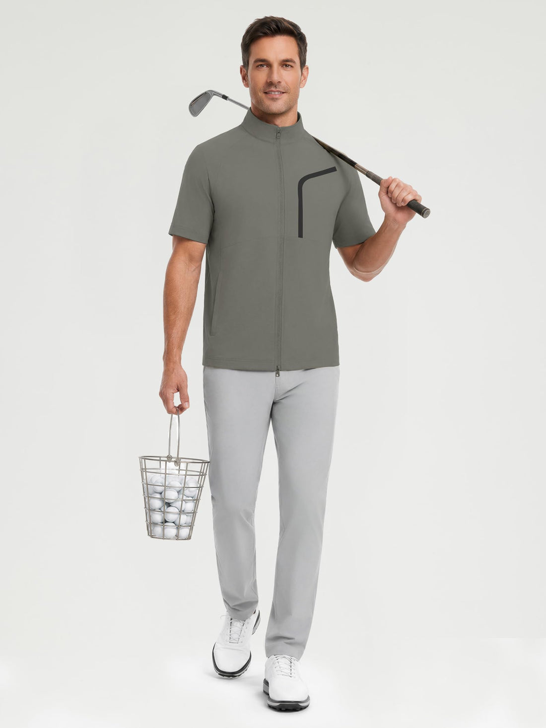 M MAELREG Short Sleeve Golf Jackets for Men with Full Zipper Lightweight UPF50+ Hiking Vests For Men with Button Pockets