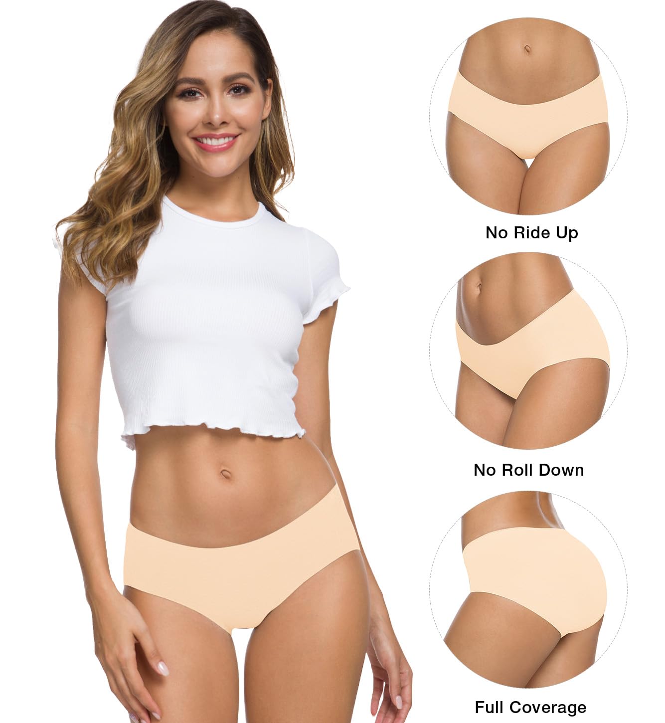 Altheanray Womens Underwear Cotton Underwear for Women Seamless Hipster Bikini Briefs Panties 6 Pack