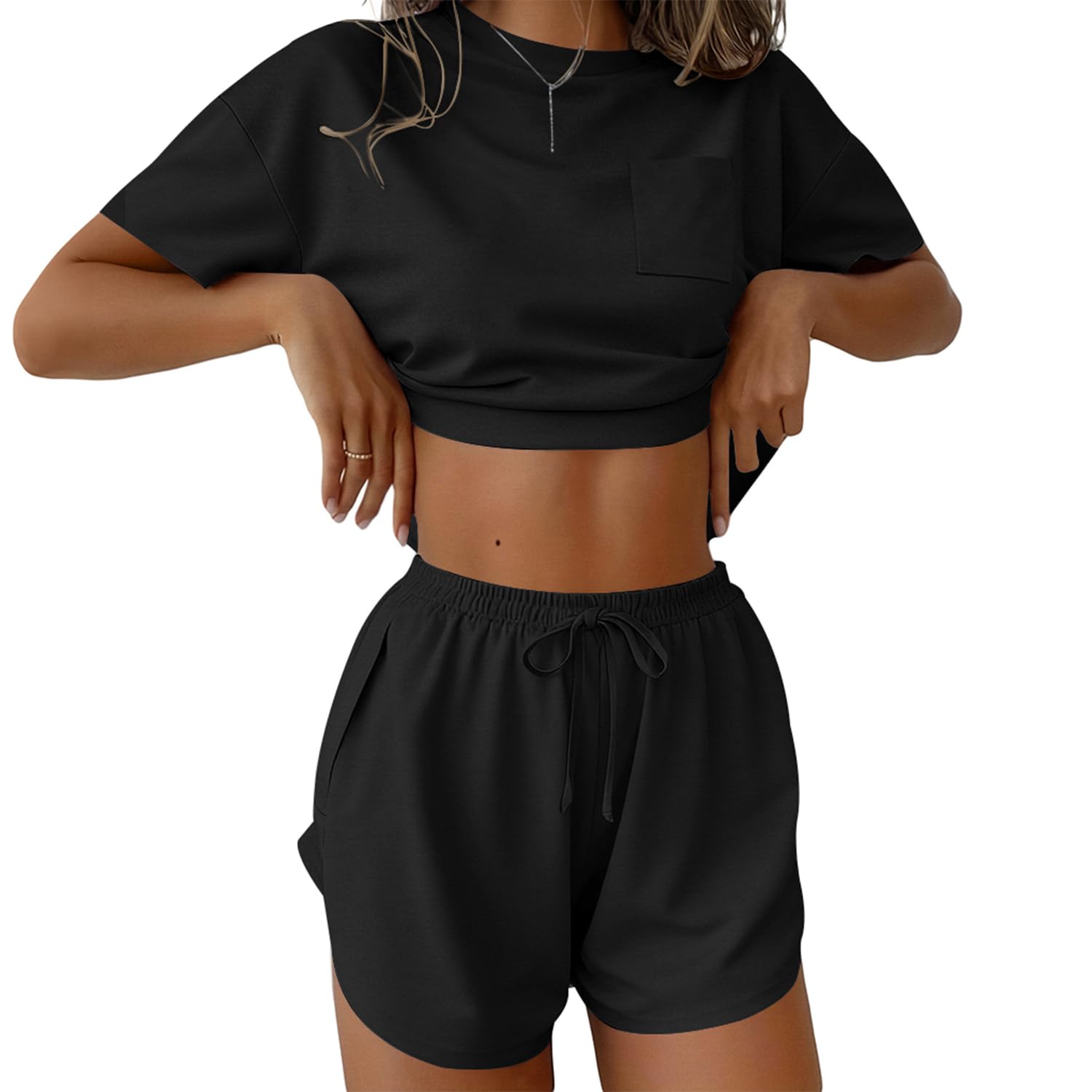 Ekouaer Womens Pajama Sets Sexy Lounge Sets Side Split Short Pj Sets