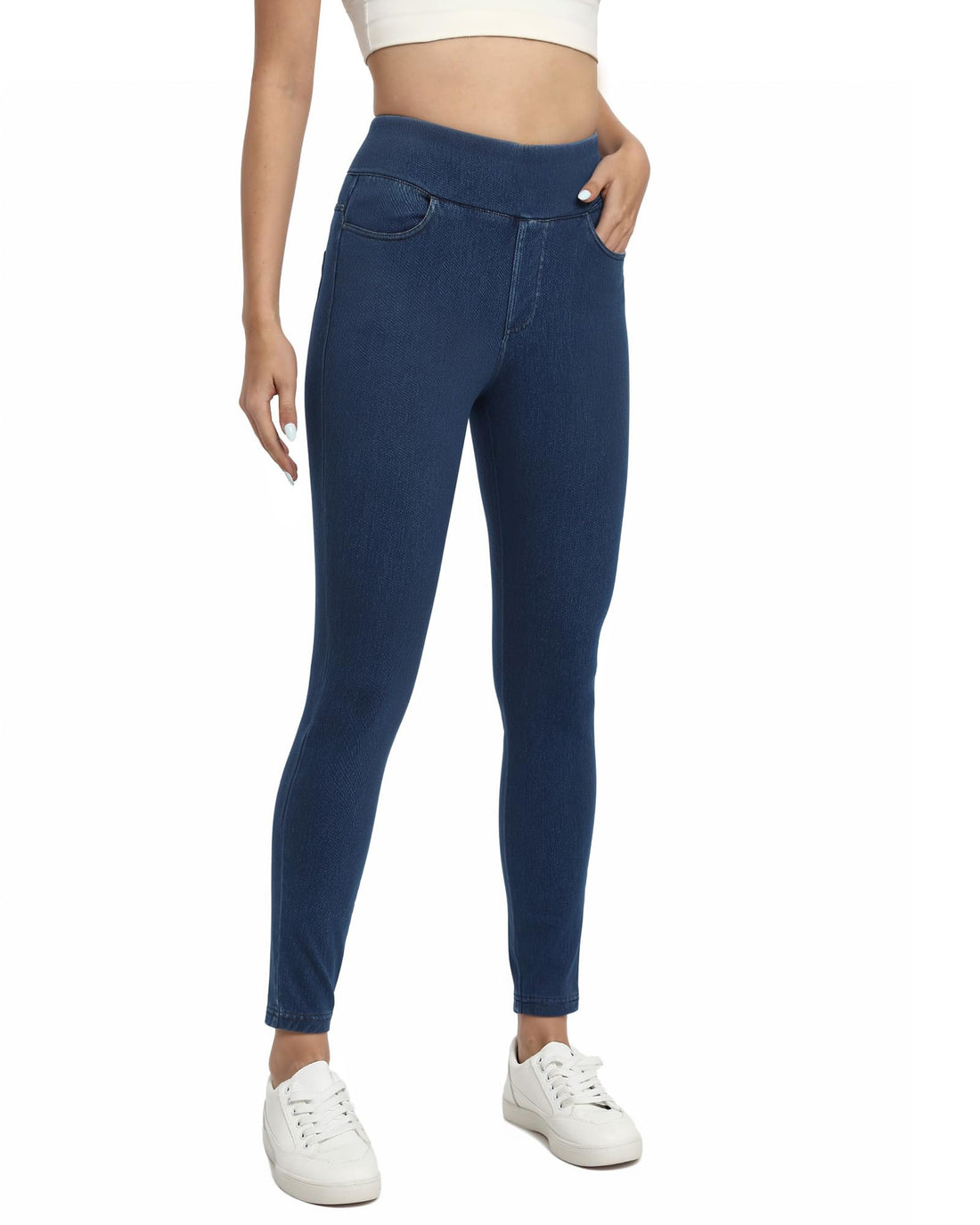 Jeggings for Women with Pockets Tummy Control Stretchy Skinny Jeans Pull On High Waisted Butt Lifting Denim Leggings