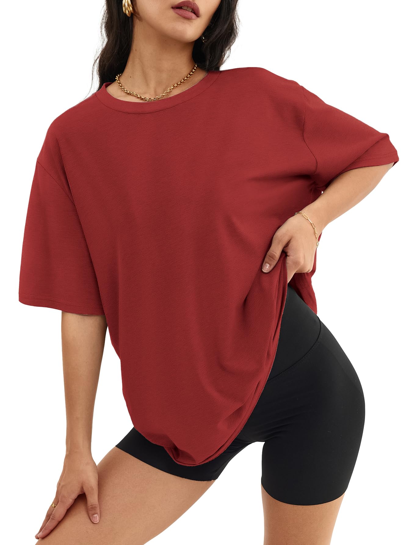 ATHMILE Womens Oversized T Shirts Casual Tee Workout Tops Gym Clothes Summer Loose Fit Short Sleeve Graphics Basic Y2K 2026