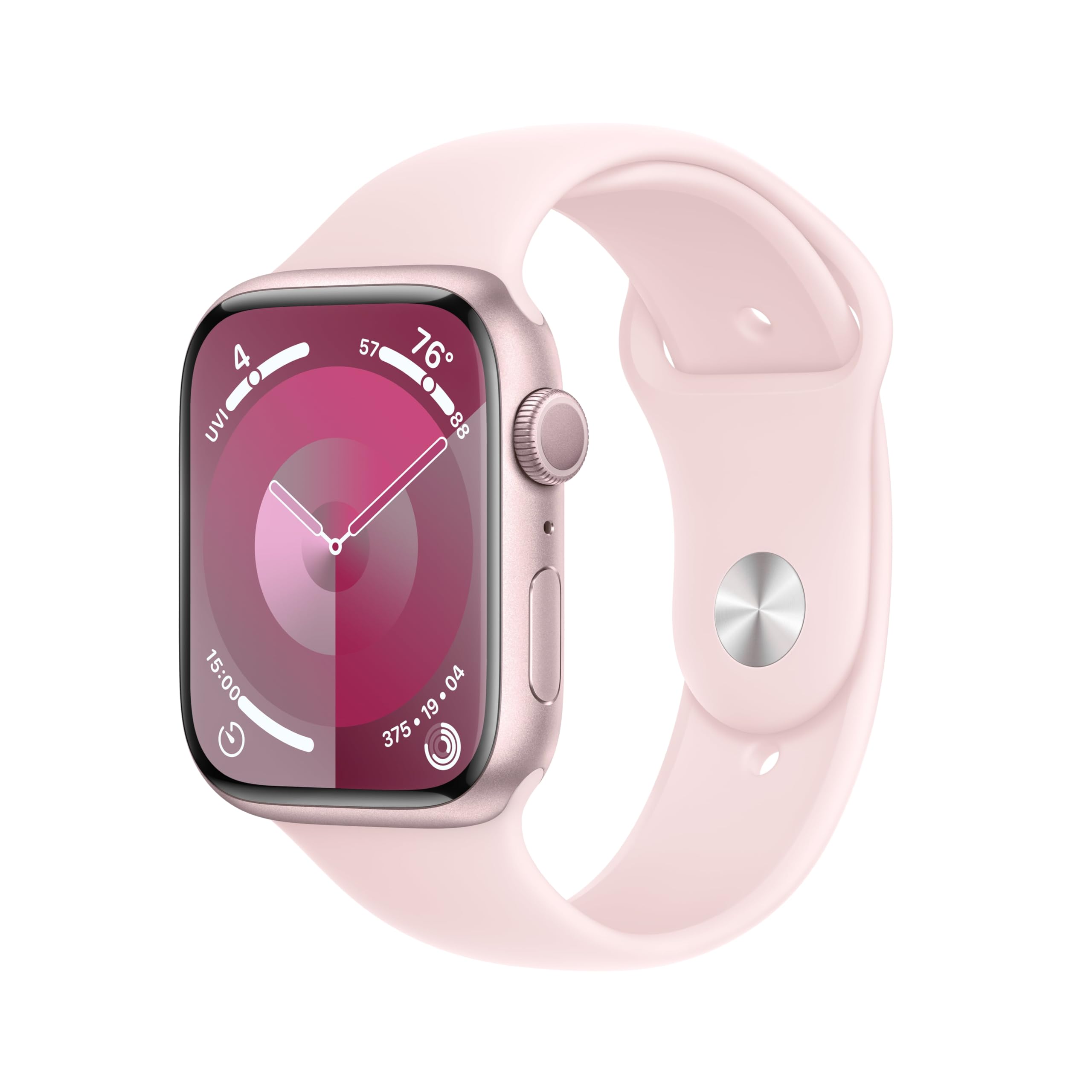 Apple Watch Series 9 [GPS, 45mm] - Starlight Aluminum Case with Starlight Sport Band, S/M (Renewed)