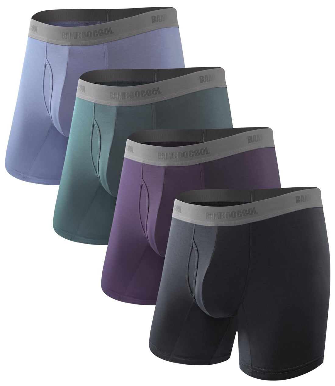 BAMBOO COOL Men's Ultra Breathable Underwear,No Riding Up Boxer Briefs with ComfortFlexible Waistband,Multipack
