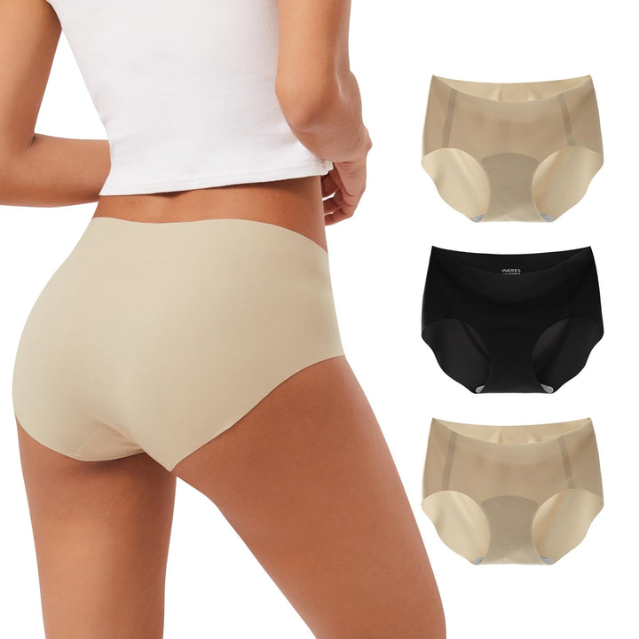INNERSY Women's Seamless No Show Hipster Panties Invisible Light Underwear 3-Pack