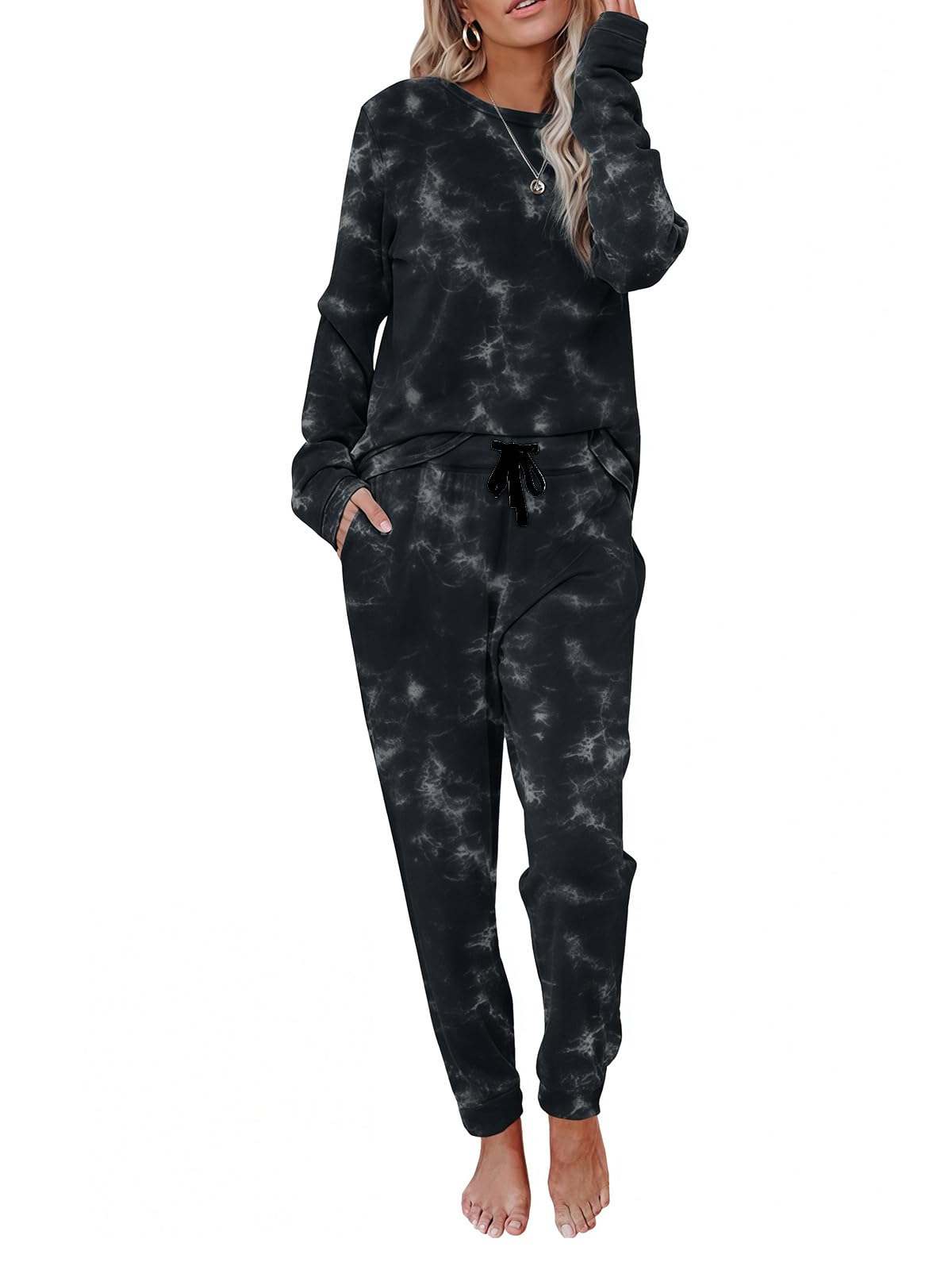 2 Piece Pjs Set For Womens Pajamas Lounge Set Long Sleeve Joggers Pants Sleepwear with Pockets