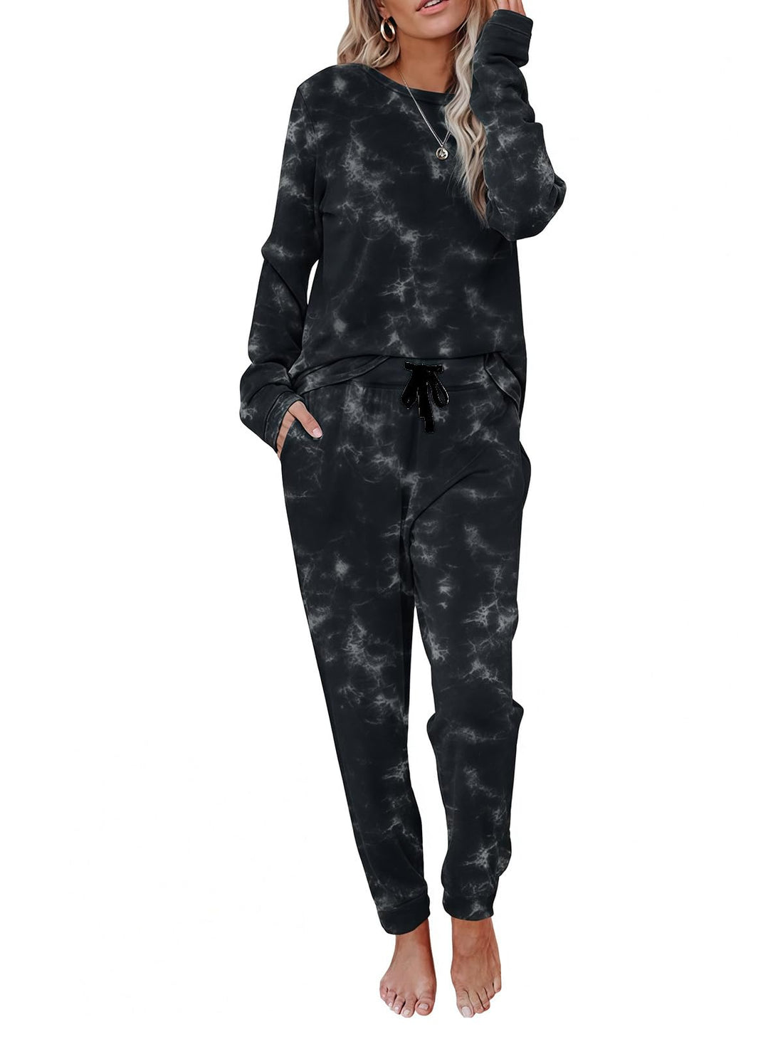 2 Piece Pjs Set For Womens Pajamas Lounge Set Long Sleeve Joggers Pants Sleepwear with Pockets