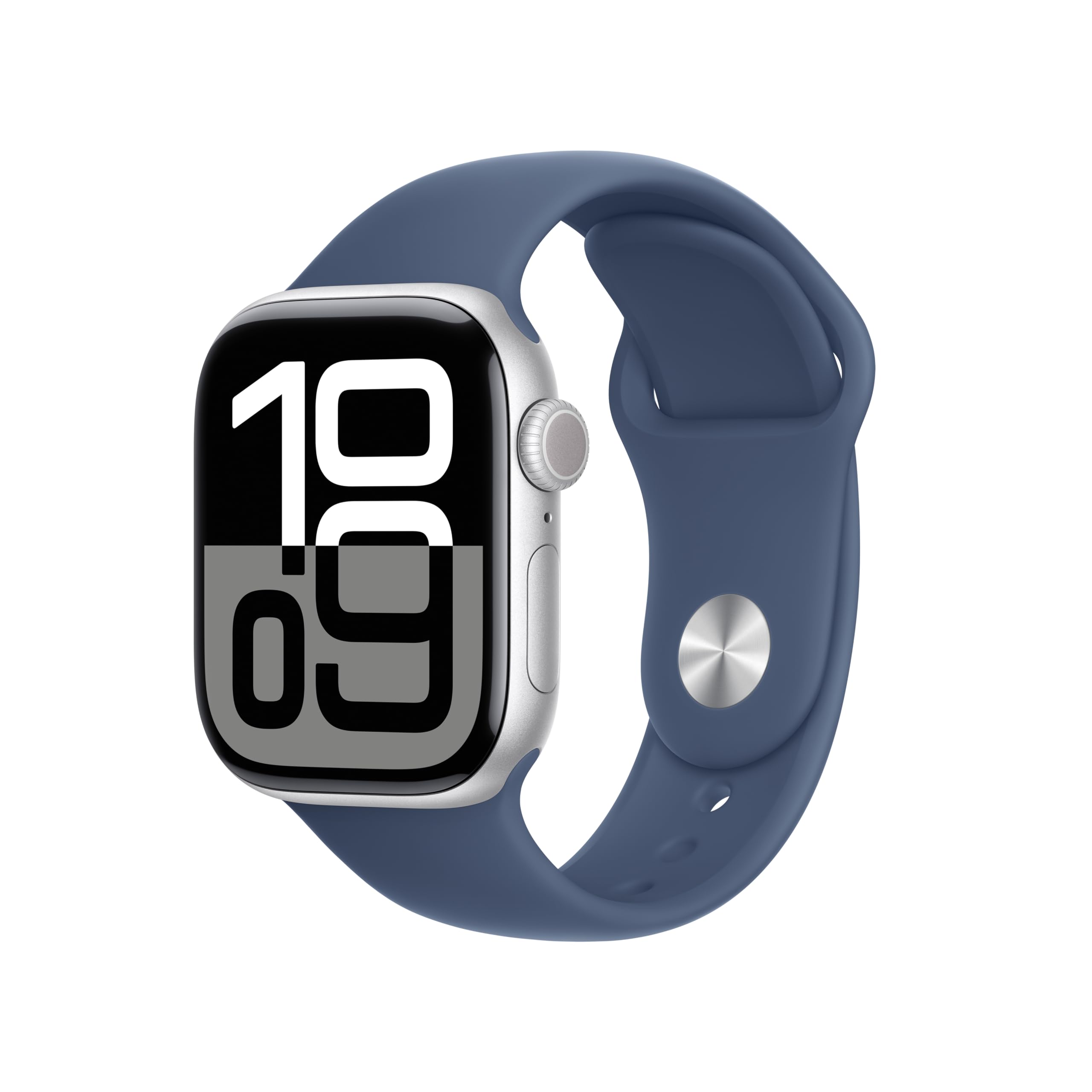 Apple Watch Series 10 [GPS 42mm case] Smartwatch with Silver Aluminum Case with Blue Cloud Sport Loop. Fitness Tracker, ECG App, Always-On Retina Display, Carbon Neutral