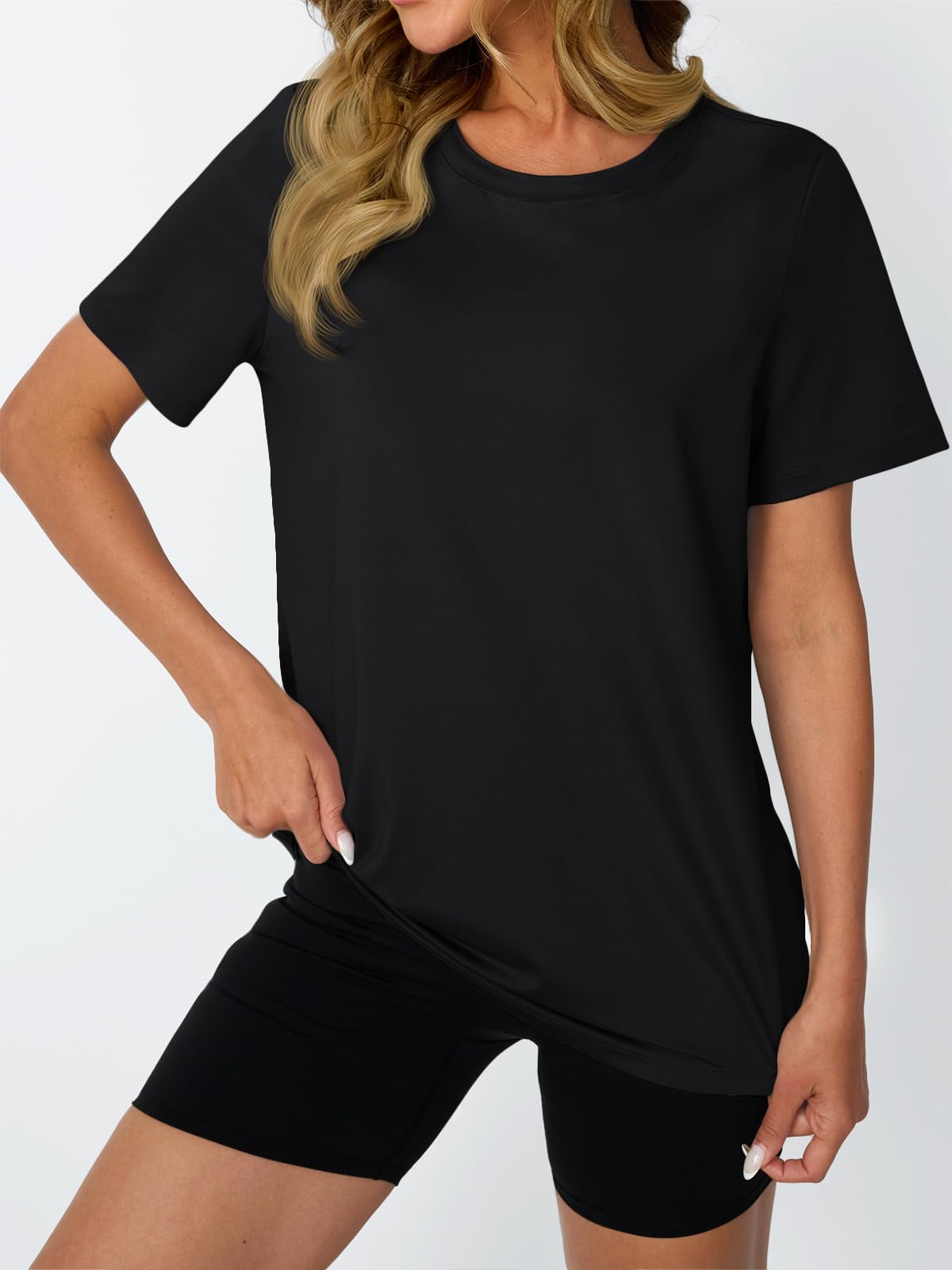 AUTOMET Women's Workout Shirts Short Sleeve Tops for Running Hiking Gym Athletic