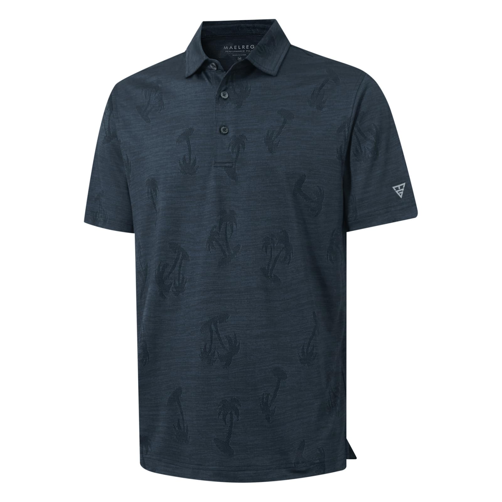 M MAELREG Short Sleeve Golf Shirts for Men Moisture Wicking Performance Lightweight Jacquard 3 Button Polo Shirts for Men