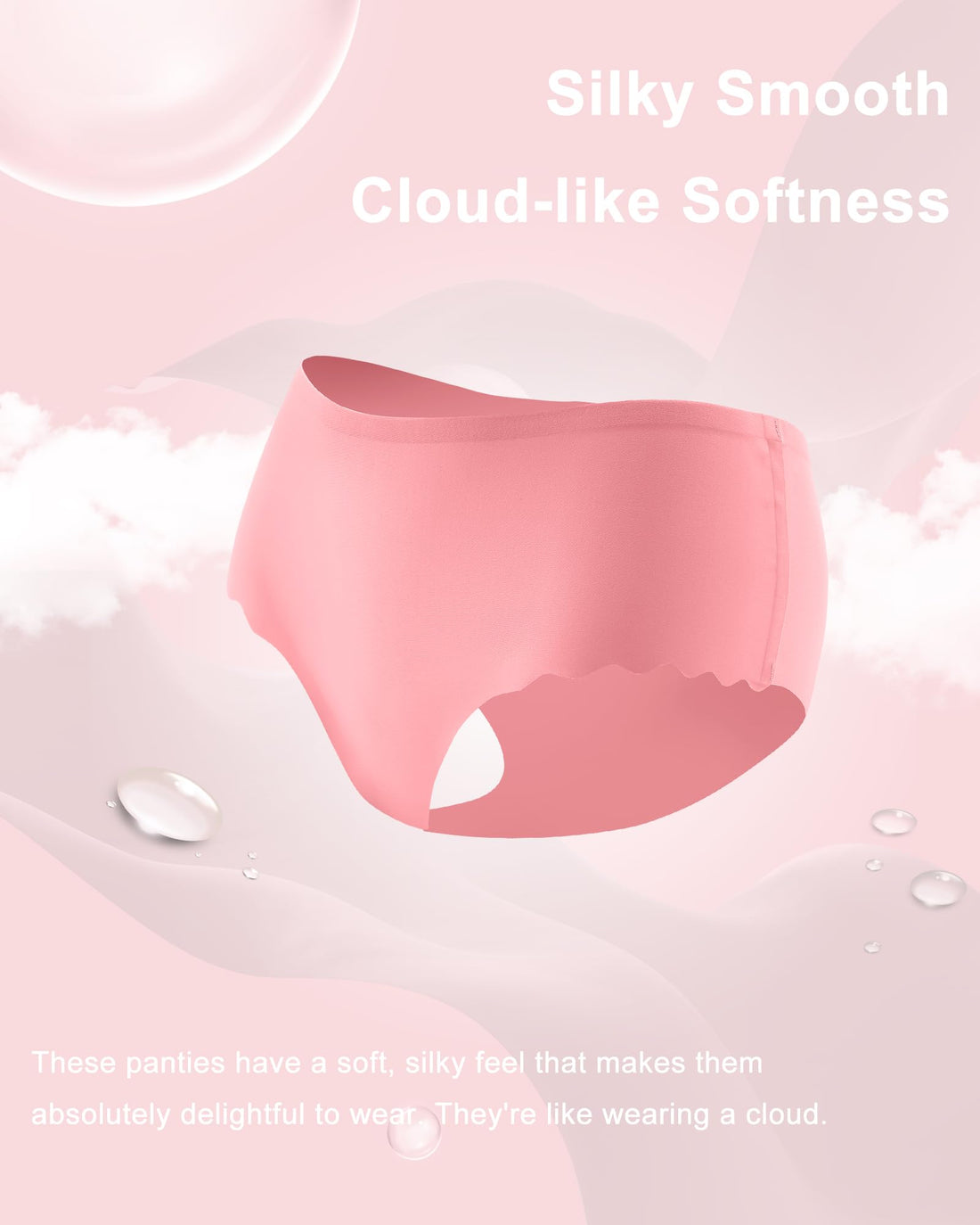 Sth Big High Waisted Seamless Underwear for Women No Show Panties Cheeky Scalloped Edge Bikini Breathable Briefs 6 Pack