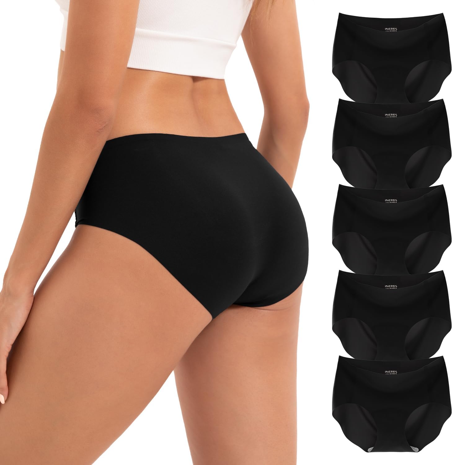 INNERSY Women's Seamless Underwear No Show Hipster Panties 5-Pack
