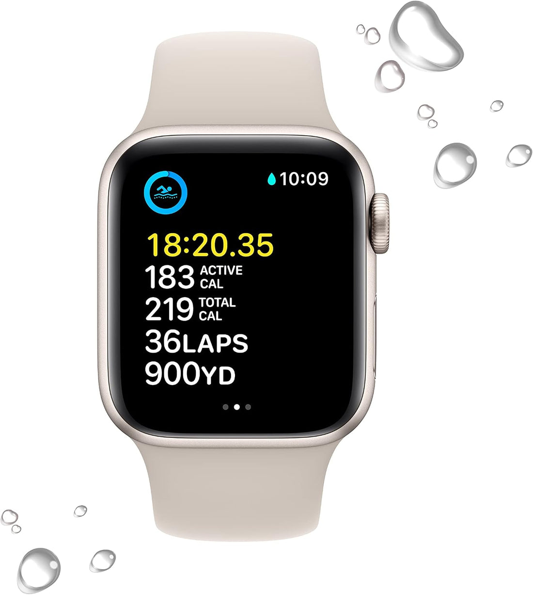 Apple Watch SE 2nd Gen (GPS, 40mm) - Starlight Case with Starlight Sport Band S/M (Renewed)