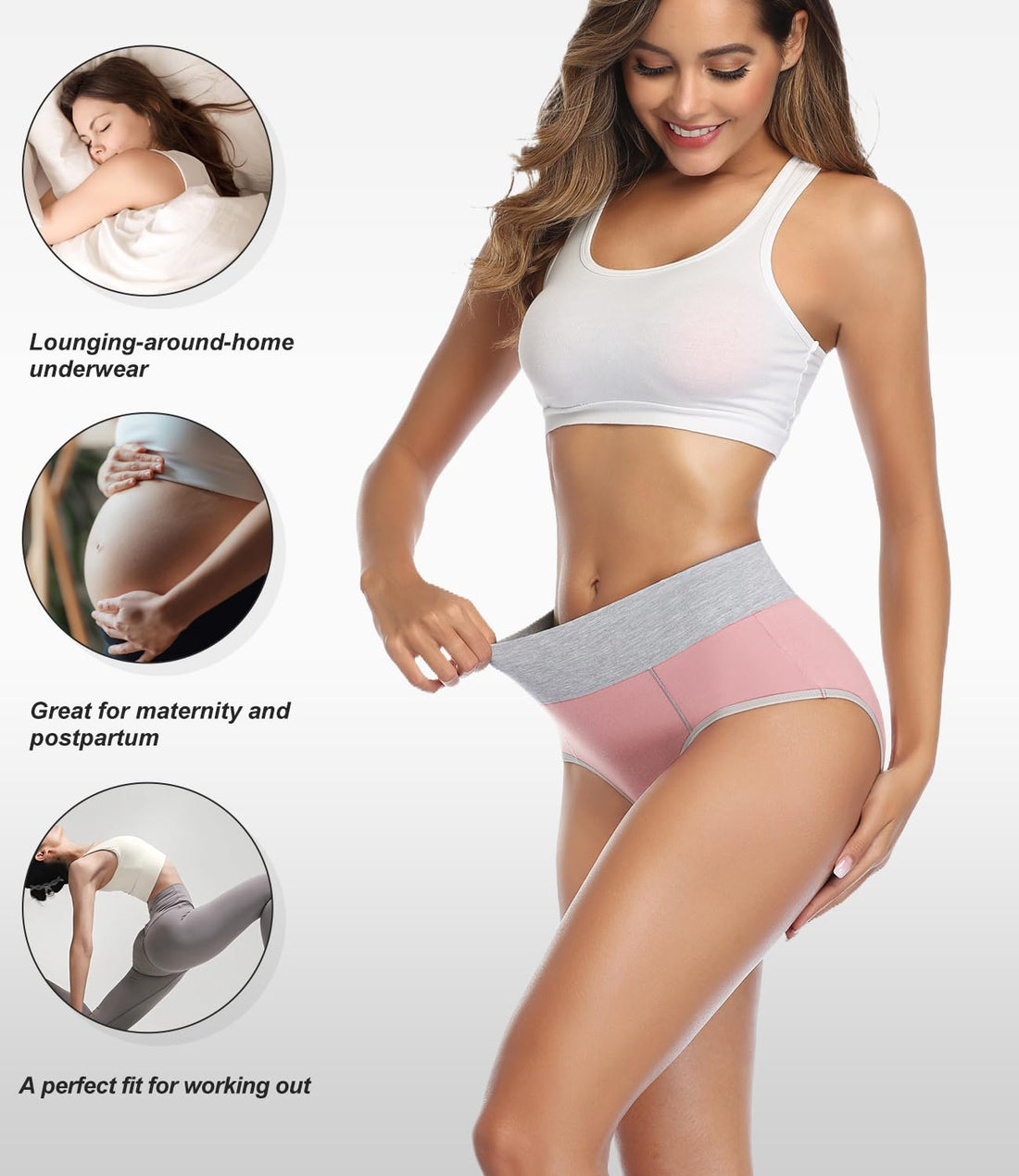 wirarpa Women's Cotton Underwear High Waist Stretch Briefs Soft Underpants Ladies Full Coverage Panties 5 Pack