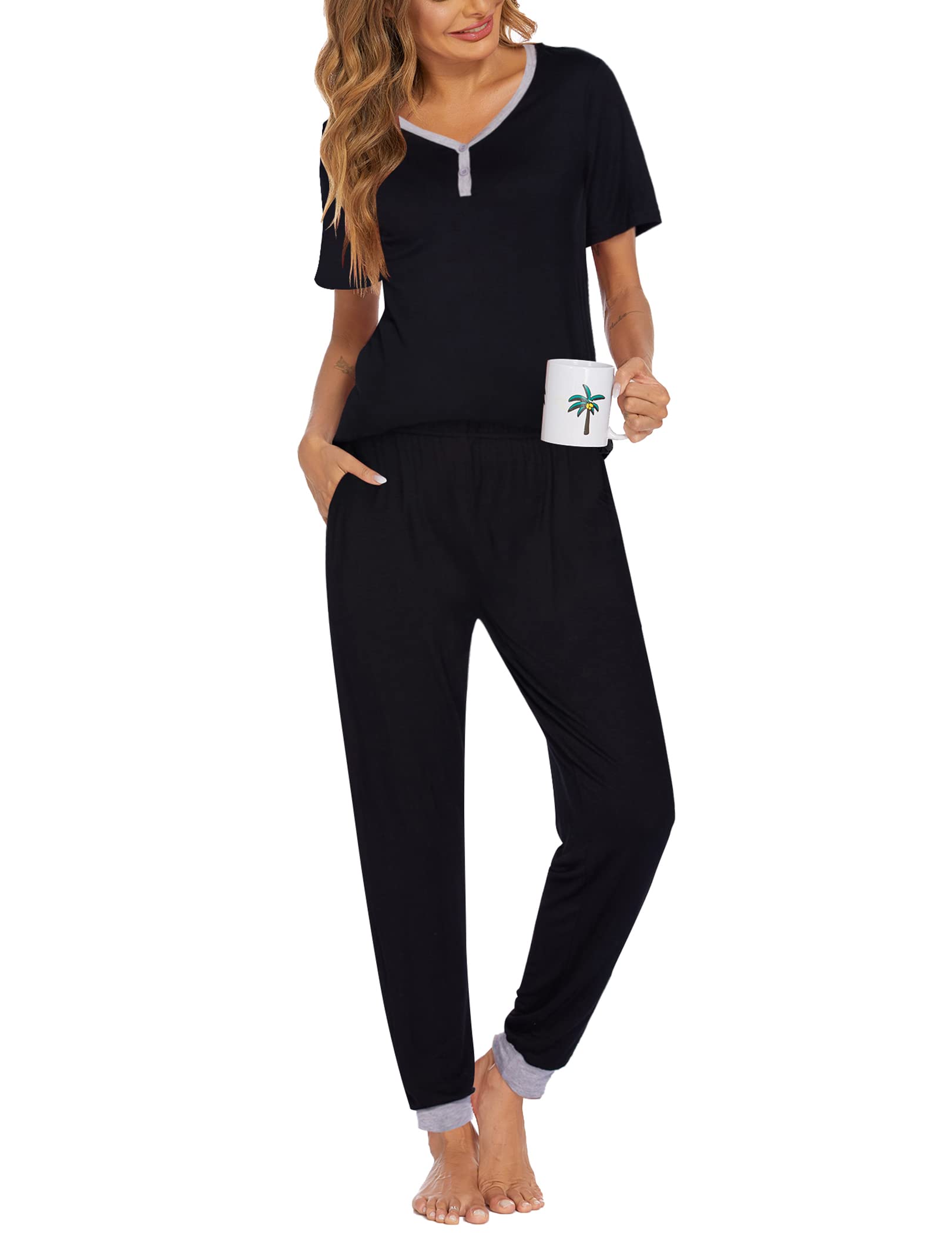 Ekouaer Pajamas for Women Set 2 Piece Fall Sleepwear with Pockets