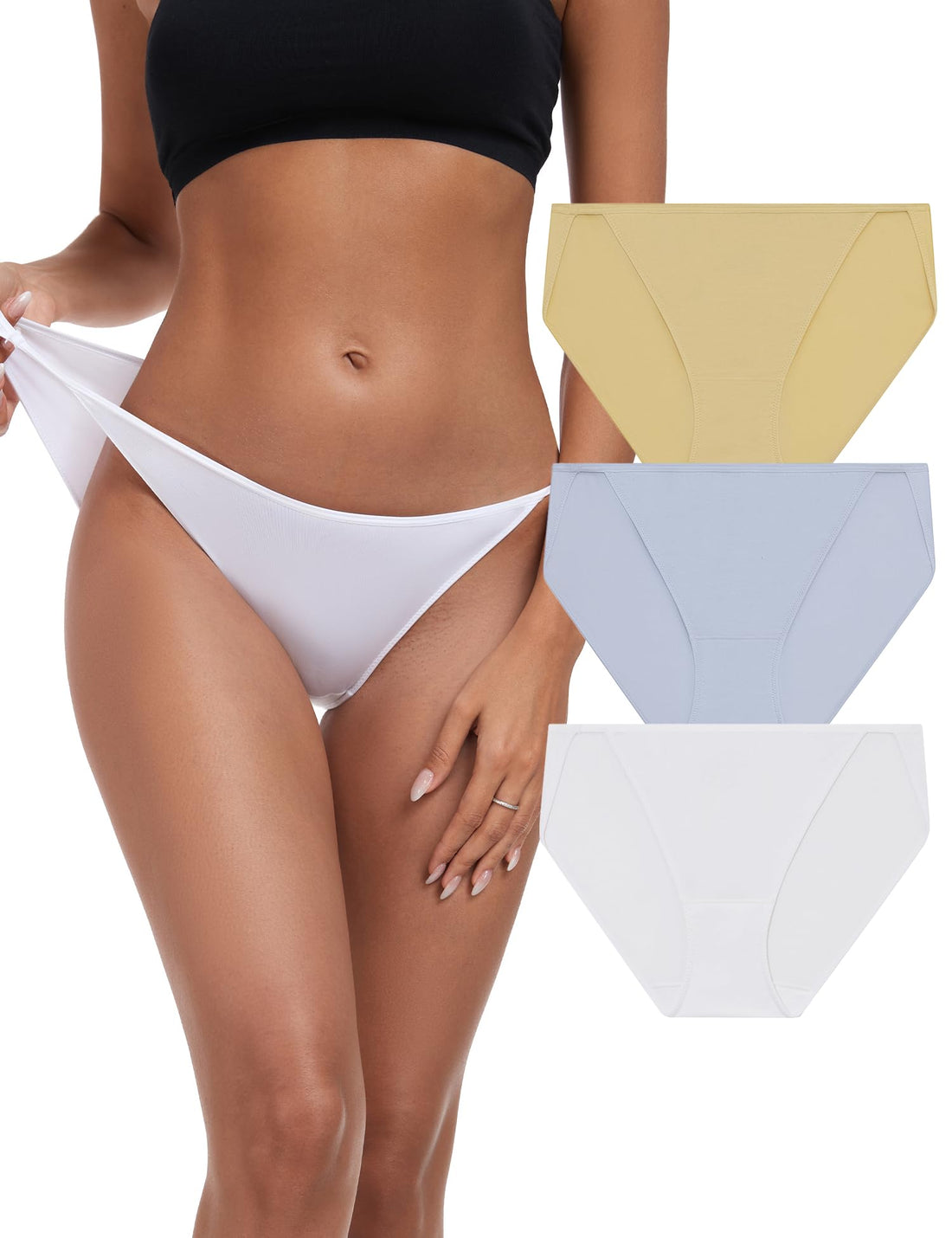 ANLIQI Women’s High Cut String Bikini Underwear Soft Modal Low Rise No Show Panties Plus Size Bikini Panties Multi Pack
