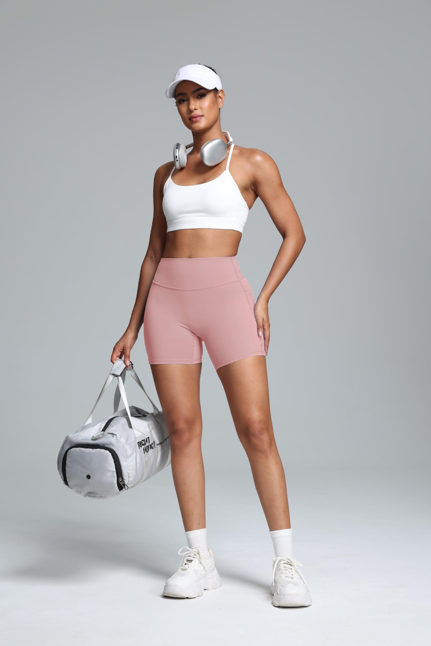 Olmlmt Biker Shorts Women 4.5" with Pockets High Waisted Spandex Yoga Workout Shorts
