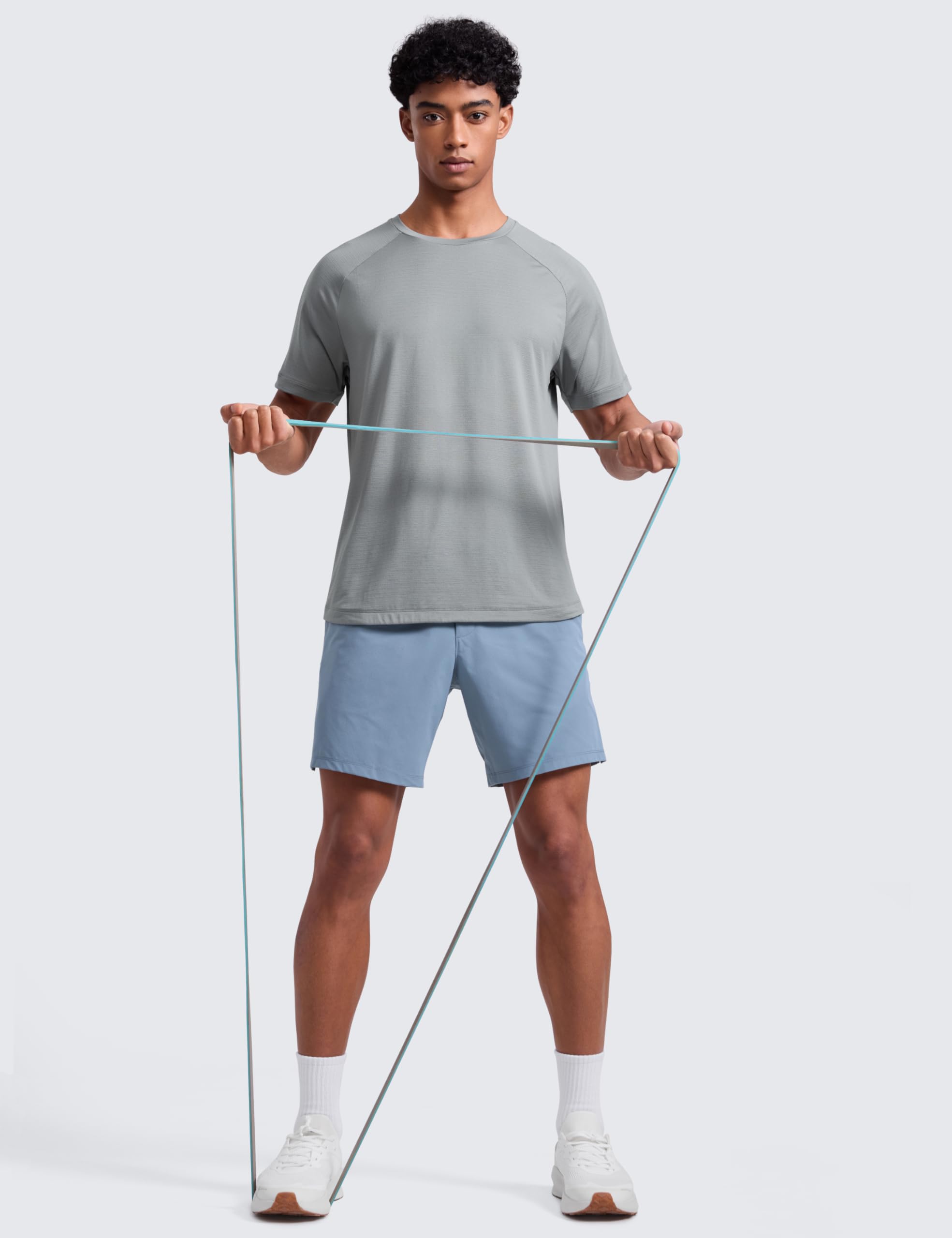CRZ YOGA Breathable Texture Crewneck T-Shirts | Workout, Quick Dry, Lightweight, Classic Fit, Round Scallop Back, Short Sleeve Shirts for Men