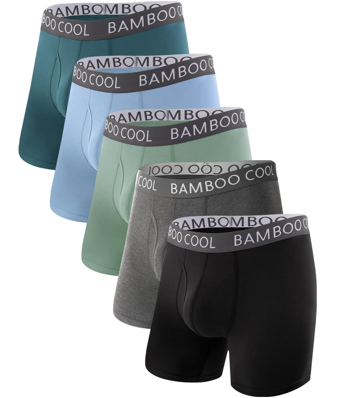 BAMBOO COOL Men's Ultra ComfortSoft Underwear, Moisture Wicking & Breathable No Ride Up Boxer Briefs with Fly, Multipack