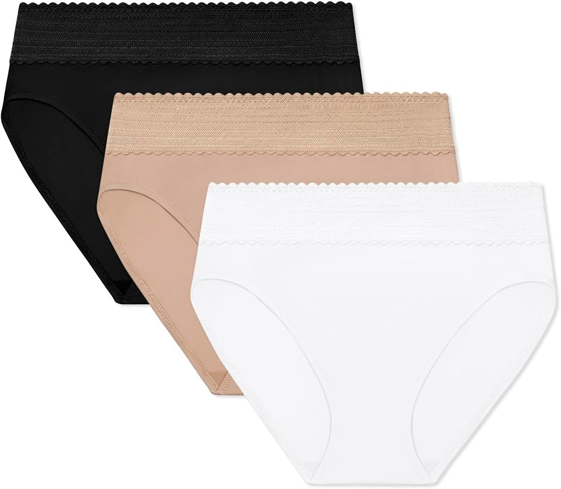 Warner's Women's No Pinching, No Problems® Cotton Blend Dig-free Comfort Waistband With Lace Hi-cut 3-pack Wrw263hc04