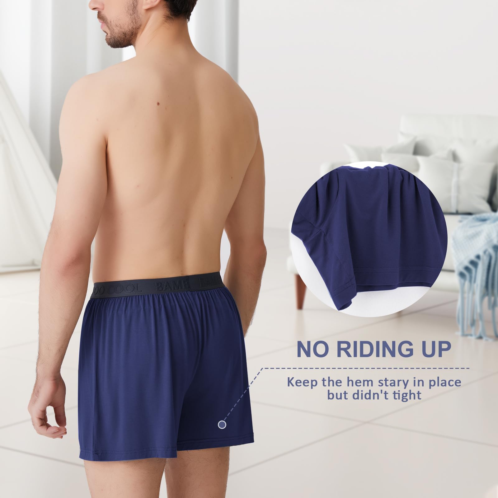 BAMBOO COOL Mens Boxer Shorts Underwear Soft Comfortable Breathable Knit Boxers Short for Men (3 or 5 Pack)