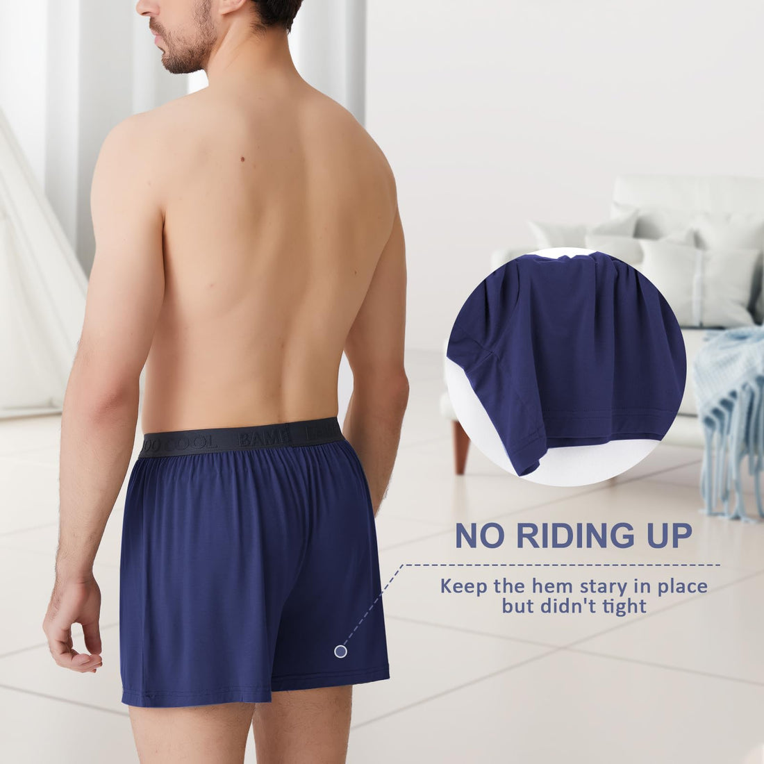 BAMBOO COOL Mens Boxer Shorts Underwear Soft Comfortable Breathable Knit Boxers Short for Men (3 or 5 Pack)