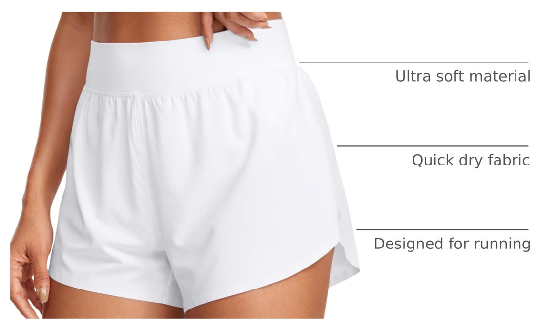 CRZ YOGA High Waisted Split Running Shorts 3" | Mesh Liner, Quick Dry, Lightweight, for Women