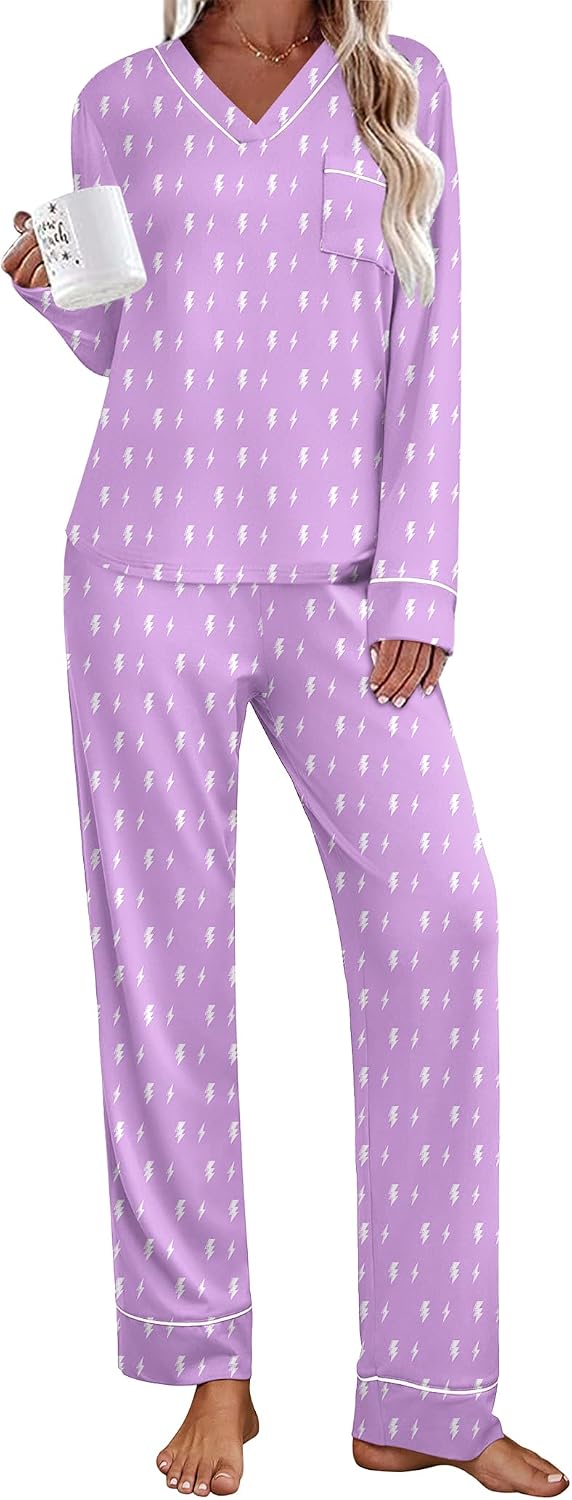 Ekouaer Womens Pajamas Sets 2 Piece PJs Long Sleeve Sleepwear Loungewear