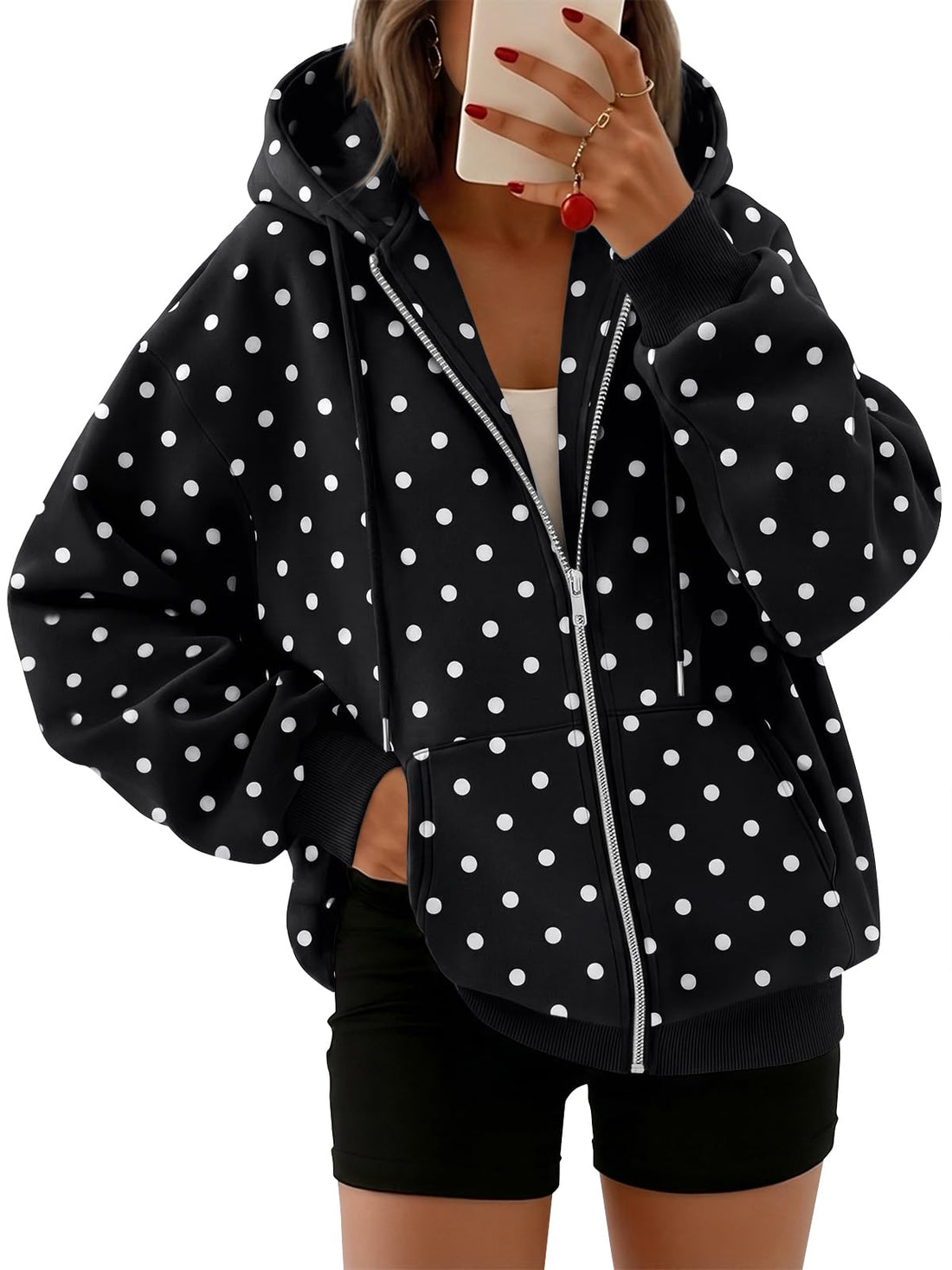 Trendy Queen Womens Zip Up Hoodies 2026 Oversized Sweatshirt | Spring Fall Layering Jacket with Pockets, Casual Track Outfits, Cozy Fleece Winter Clothes