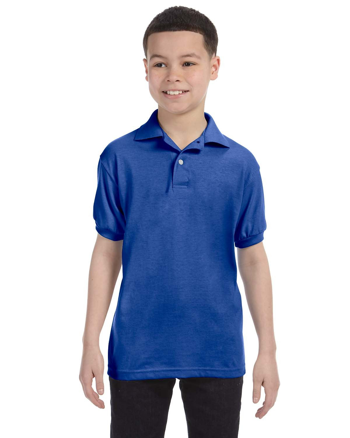 Hanes Boys' Short Sleeve Eco Smart Jersey Polo
