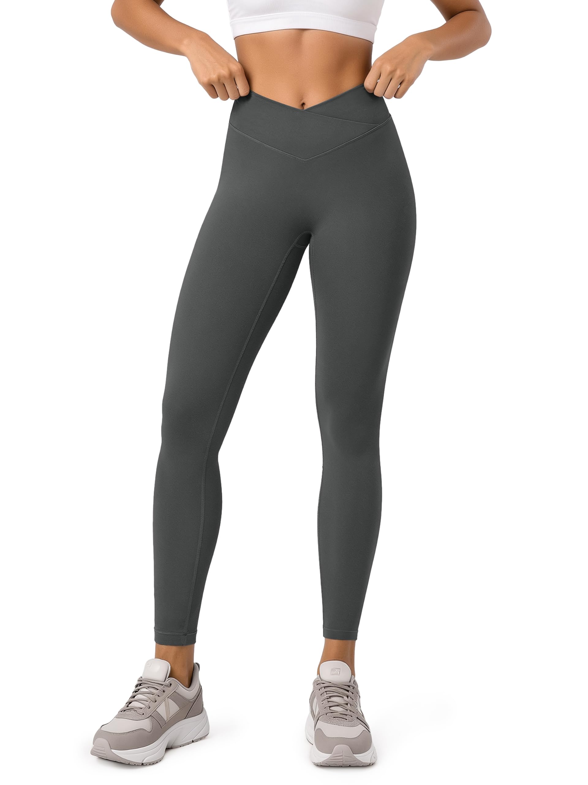 ODODOS Hidden Scrunch Butt Lifting Crossover Leggings for Women - 25" / 27" / 29" No Front Seam High Waist Yoga Pants