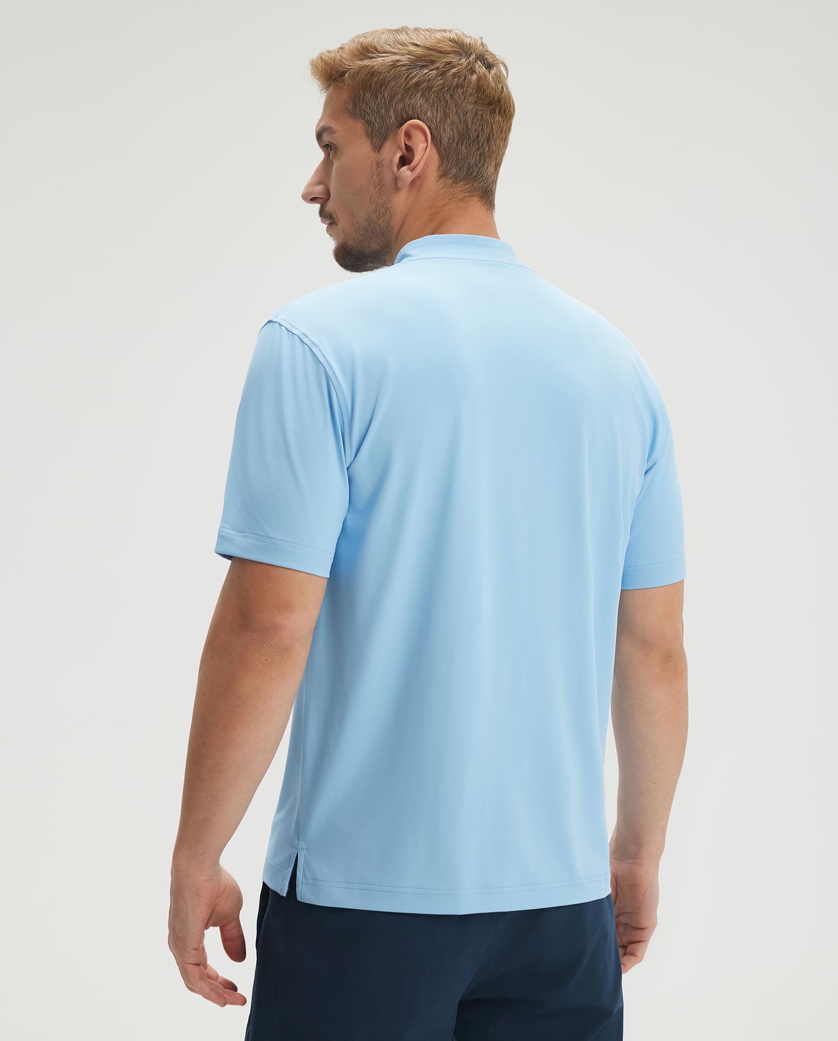 M MAELREG Mens Golf Shirts Collarless Performance Dry Fit Moisture Wicking Casual Solid Short Sleeve Henley Shirts for Men