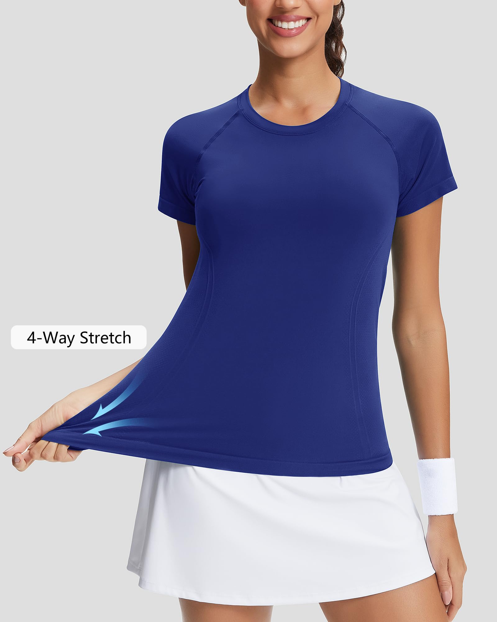 Stelle Womens Workout Tops Short Sleeve Seamless Athletic Shirts Yoga Gym Running T-Shirts