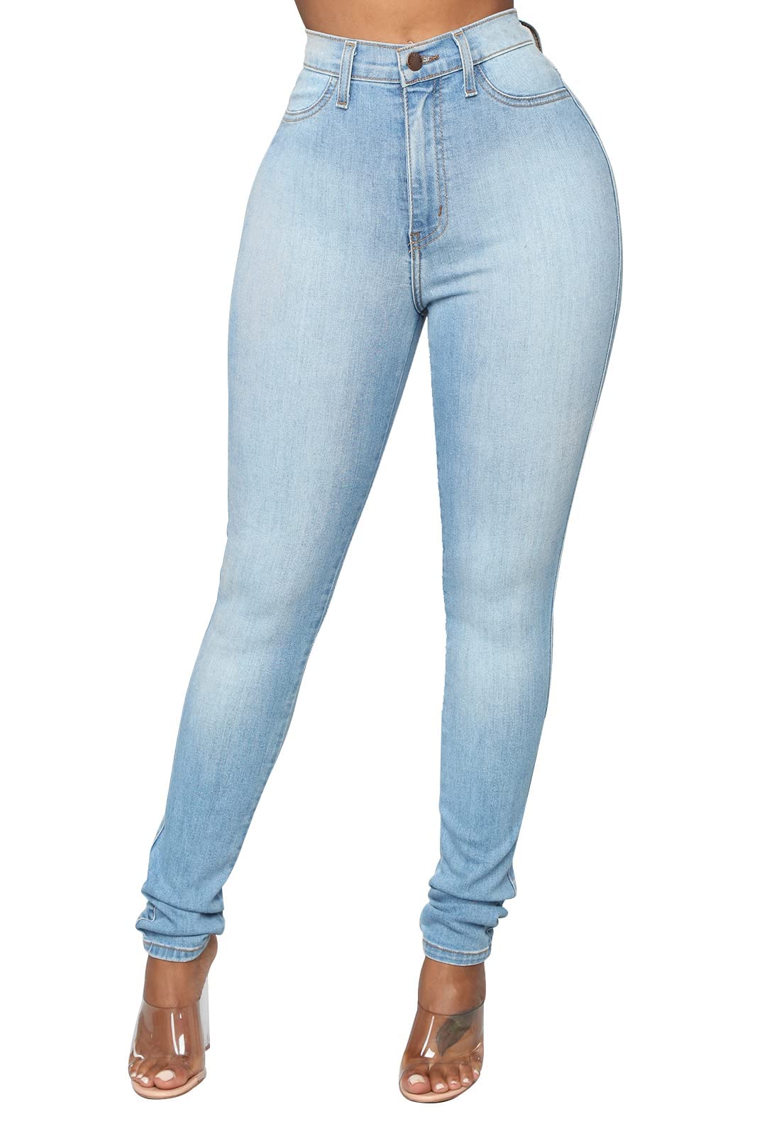 KUNMI Womens Classic High Waisted Skinny Stretch Butt Lifting Jeans Slim Fit Denim Pants