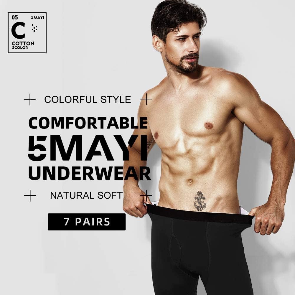 5Mayi Men's Underwear Boxer Briefs Cotton Regular Long Mens Boxer Briefs Underwear Men Pack S M L XL XXL