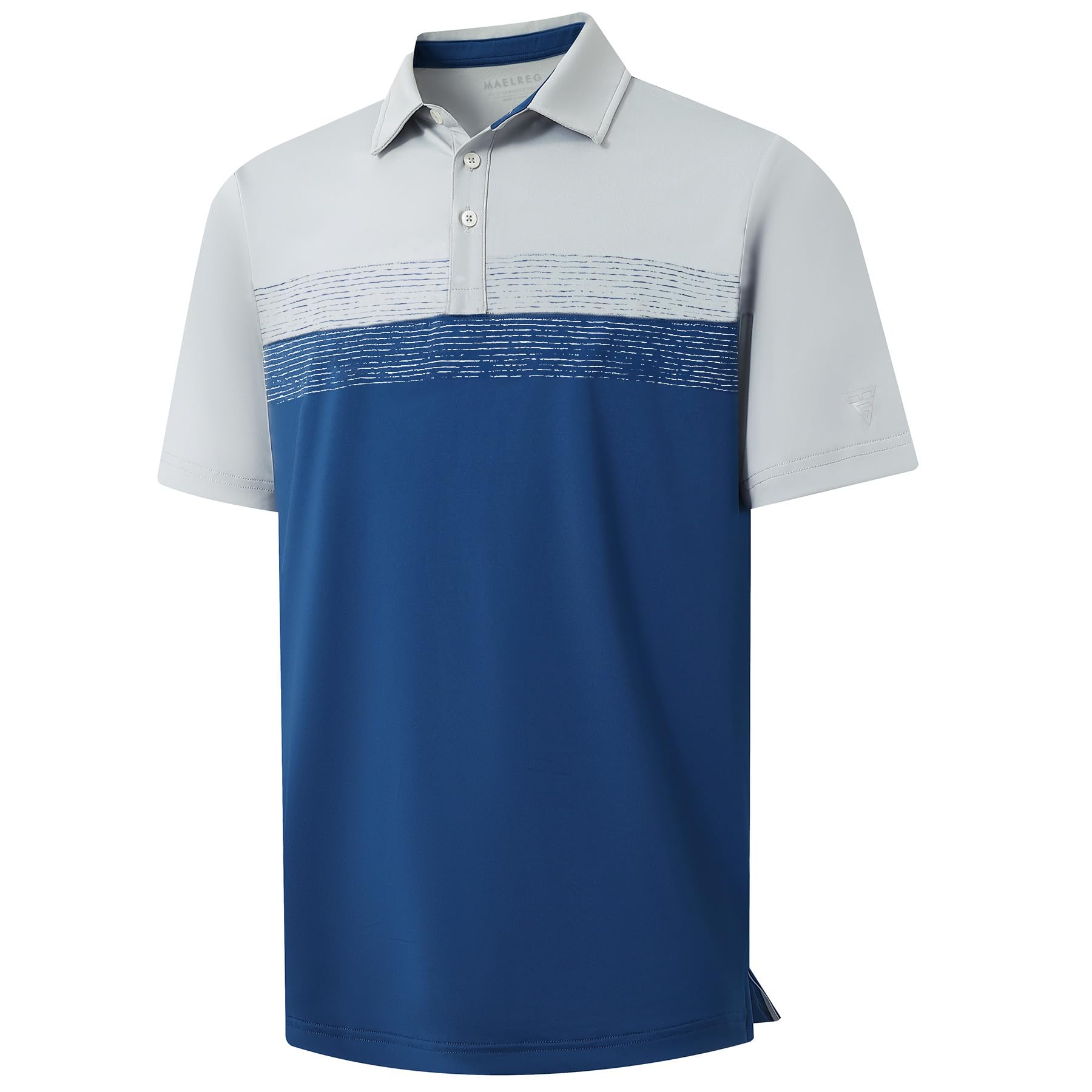 M MAELREG Golf Shirts for Men Dry Fit Performance Chest Print Color Block Moisture Wicking Casual Short Sleeve Polo Shirts