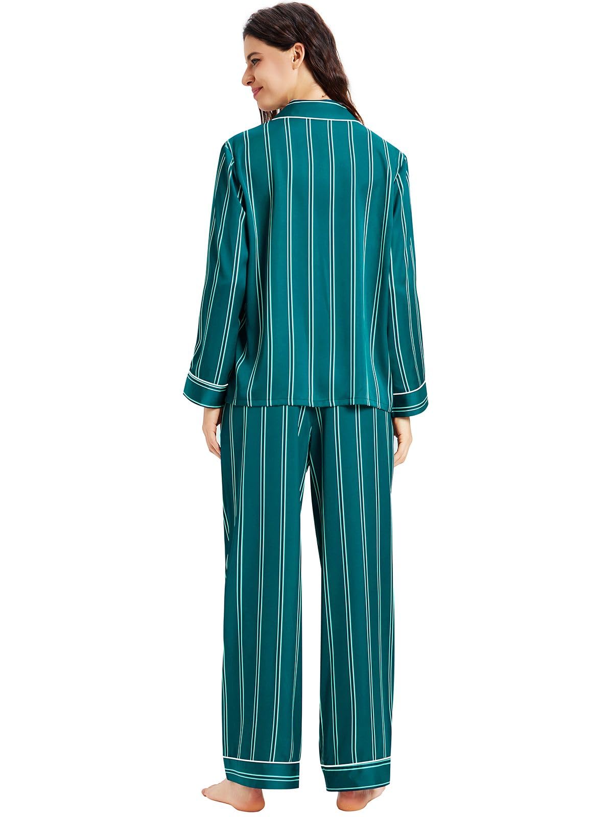 Lonxu Womens Satin Pajama Set Button Down Sleepwear Long Pj XS-3XL