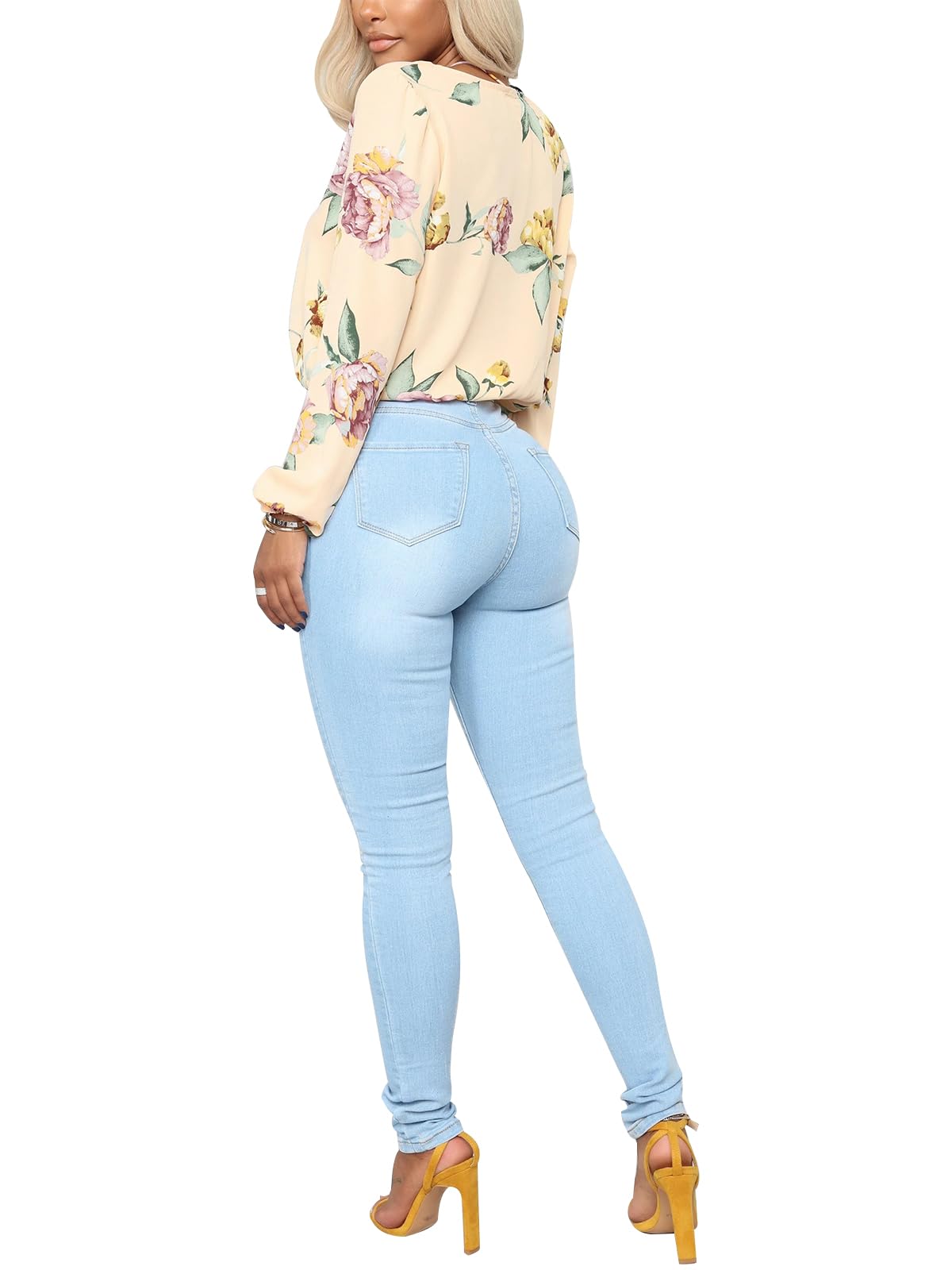 KUNMI Womens Classic High Waisted Skinny Stretch Butt Lifting Jeans Slim Fit Denim Pants