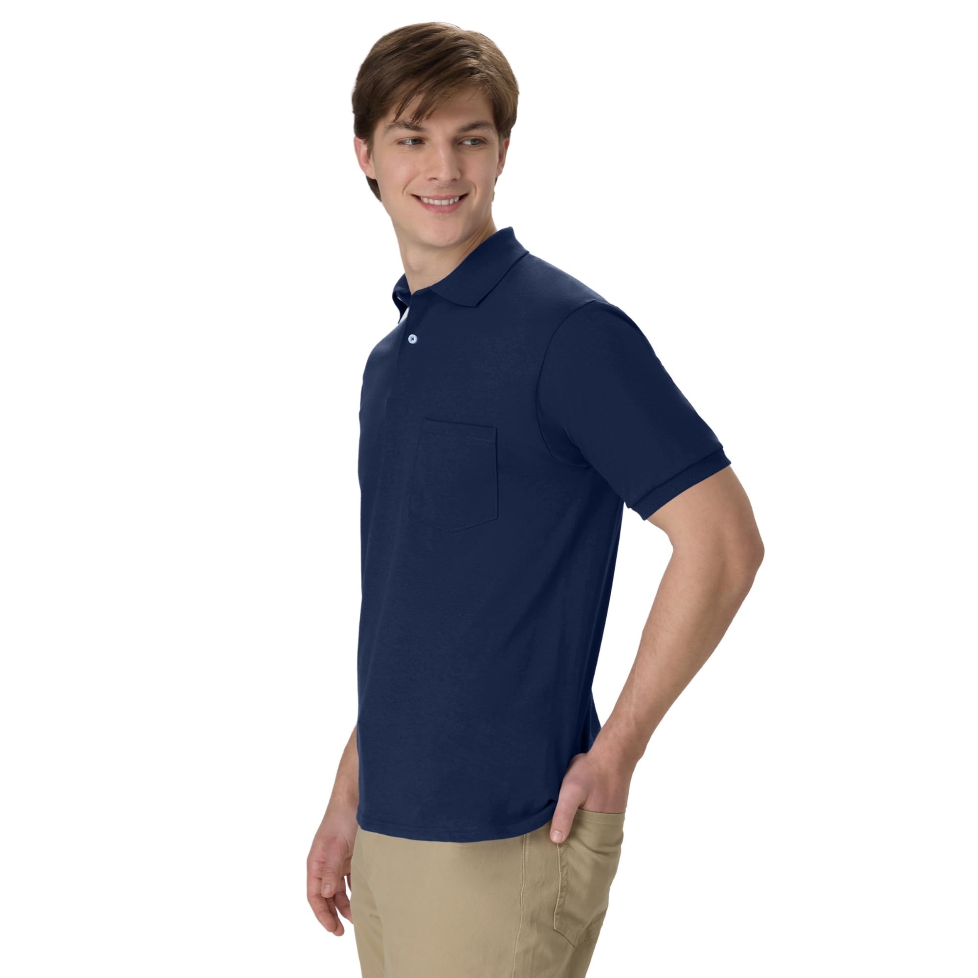 Hanes Men's Short Sleeve Jersey Pocket Polo (Pack of 2)