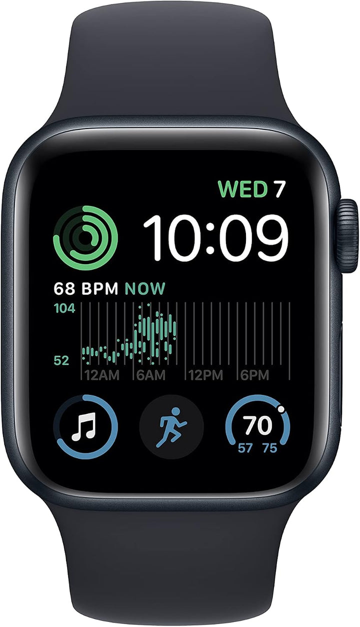 Apple Watch SE (2nd Gen) (GPS, 40mm) - Midnight Aluminum Case with Midnight Sport Band, S/M (Renewed)