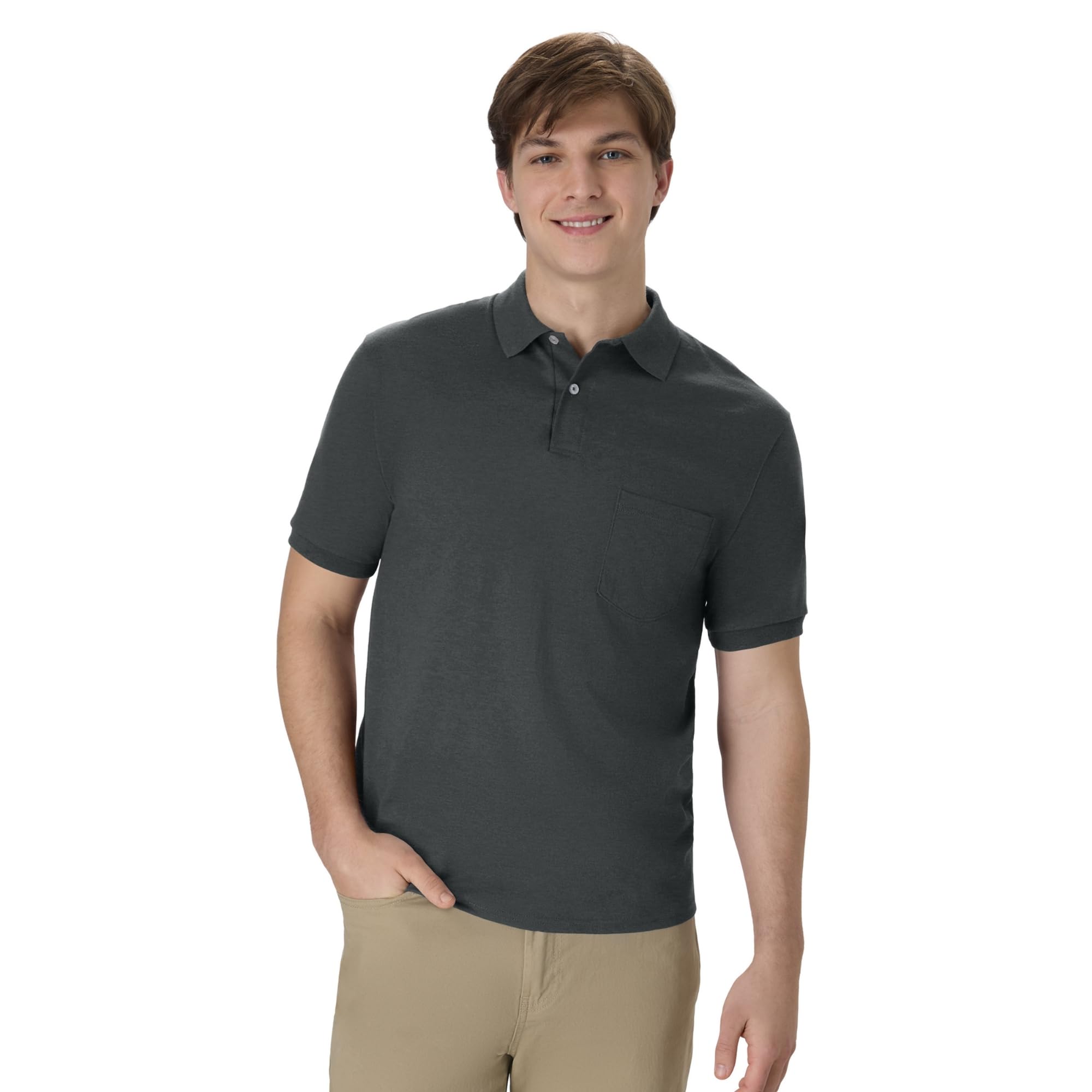 Hanes Men's Short Sleeve Jersey Pocket Polo (Pack of 2)