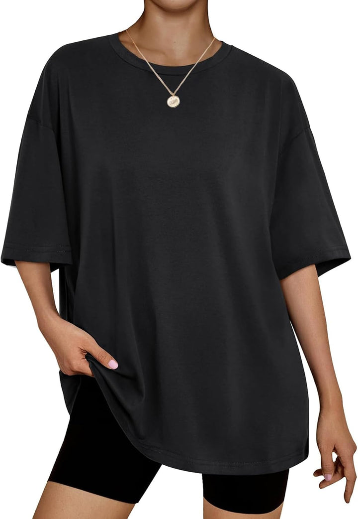 Womens Oversized Summer T Shirts Short Sleeve Fashion Casual Beach Vacation Clothes Plus Size Gym Workout Tee Tops