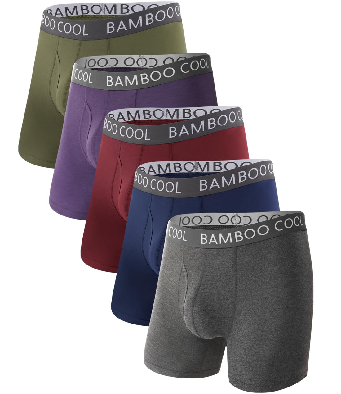 BAMBOO COOL Men's Ultra ComfortSoft Underwear, Moisture Wicking & Breathable No Ride Up Boxer Briefs with Fly, Multipack